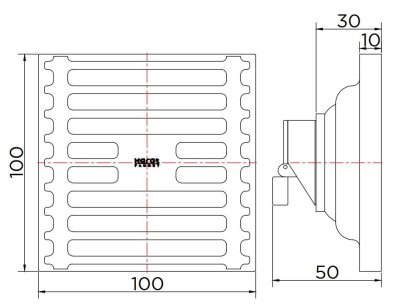 KA-49-832-WT ตะแกรงกันกลิ่นแบบเหลี่ยม พร้อมตุ้มถ่วงเปิด-ปิดน้ำ ต่อท่อ PVC ขนาด 2-2.5 นิ้ว หน้าแปลน 4 นิ้ว (สแตนเลส 304)