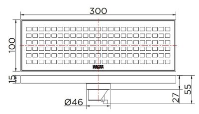 KA-52-832-WT ตะแกรงกันกลิ่นแบบเหลี่ยม พร้อมตุ้มถ่วงเปิด-ปิดน้ำ ต่อท่อ PVC ขนาด 2-3.5 นิ้ว หน้าแปลน 4x12 นิ้ว (สแตนเลส 304)