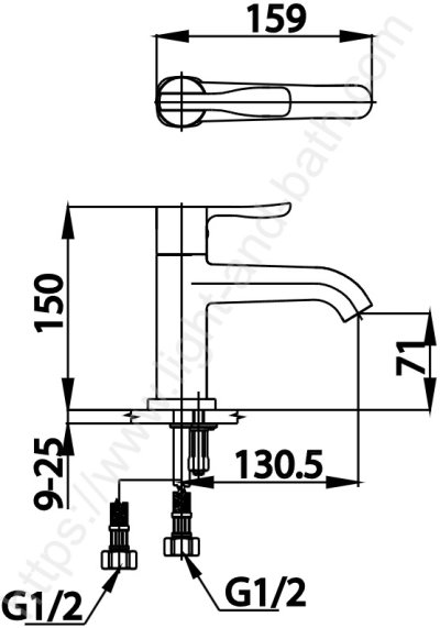 CT2180A ก๊อกผสมอ่างล้างหน้าแบบก้านโยกพร้อมสายน้ำดี รุ่น PATCHWORK
