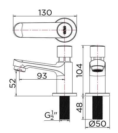 KF-01-605-50 ก๊อกเดี่ยวอ่างล้างหน้าแบบกดปิดอัตโนมัติ