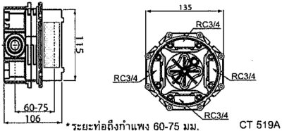 CT519A ชุดฐานสำหรับวาล์วฝังผนัง รุ่น COTTO PROs