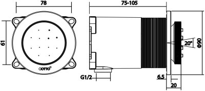 ZF21#BL หัวฝักบัวแบบฝังผนัง 1 ฟังก์ชั่น