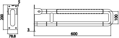 CT0373#WH พนักแขนพับเก็บได้ สีขาว