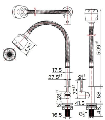 KF-79-519-63 ก๊อกซิงค์เดี่ยวติดบนเคาน์เตอร์ แบบงวงอิสระ ปรับน้ำ 2 ฟังก์ชั่น