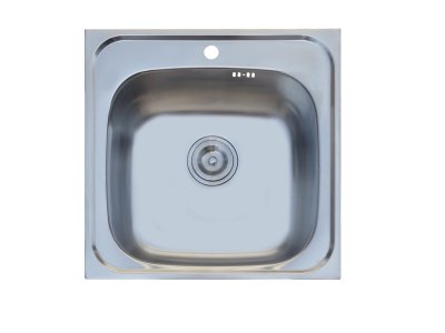 KK-01-010H-63 ชุดอ่างซิงค์ แบบ 1 หลุมไม่มีที่พัก SUS304 หนา 0.6 พร้อมท่อน้ำทิ้ง+คลิปล๊อค 500x500x190 มม.