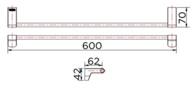 KB-17-661-52 ราวแขวนผ้าเดี่ยว ยาว 60 ซม. (อลูมิเนียม)