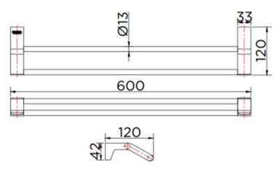 KB-17-662-52 ราวแขวนผ้าคู่ ยาว 60 ซม. (อลูมิเนียม)