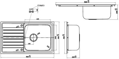 CT8861SD อ่างซิงค์สเตนเลส 1 หลุม 1 ที่พักจาน
