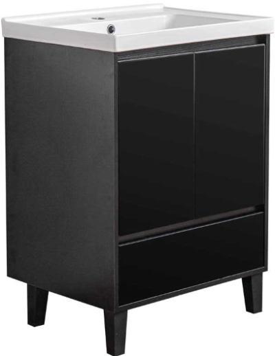 J BC-7037-60/SET ชุดอ่างล้างหน้าพร้อมตู้สีดำกระจก ขนาด 60 ซม.