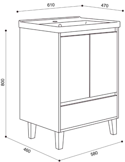 J BC-7037-60/SET ชุดอ่างล้างหน้าพร้อมตู้สีดำกระจก ขนาด 60 ซม.