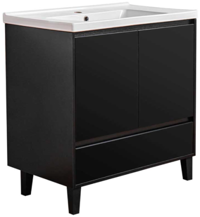 J BC-7036-80/SET ชุดอ่างล้างหน้าพร้อมตู้สีดำกระจก ขนาด 80 ซม.