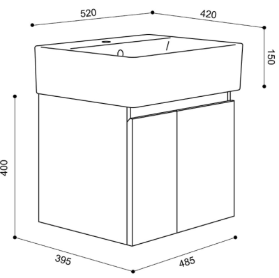J BC-9905-50/SET ชุดอ่างล้างหน้าพร้อมตู้สีดำ ขนาด 50 ซม.