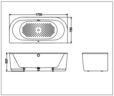 FBYN1716DHPTE อ่างอาบน้ำเหล็กหล่อ แบบมีมือจับ