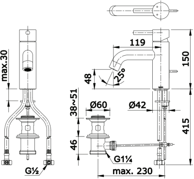 TX115LESN#BG ก๊อกผสมอ่างล้างหน้าแบบก้านโยก พร้อมสะดือป๊อปอัพ