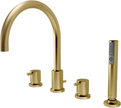 TX447SES#BG ก๊อกผสมสำหรับลงอ่างอาบน้ำ ชนิดติดเคาน์เตอร์ พร้อมชุดฝักบัวสายอ่อน (4 รูก๊อก)