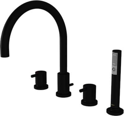 TX447SES#MB ก๊อกผสมสำหรับลงอ่างอาบน้ำ ชนิดติดเคาน์เตอร์ พร้อมชุดฝักบัวสายอ่อน (4 รูก๊อก)