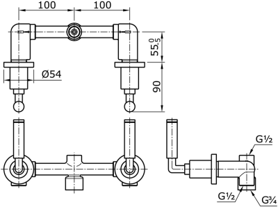 TX468SBEL ก๊อกผสมสำหรับยืนอาบน้ำ แบบก้านโยก ชนิดฝังผนัง