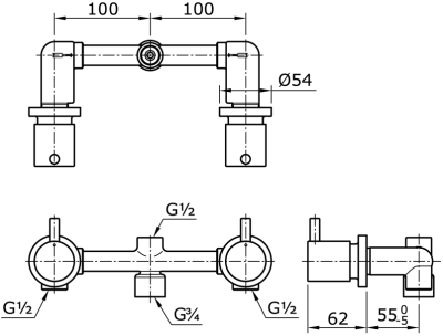 TX468SBESBR ก๊อกผสมสำหรับลงอ่างอาบน้ำและยืนอาบ ชนิดฝังผนัง