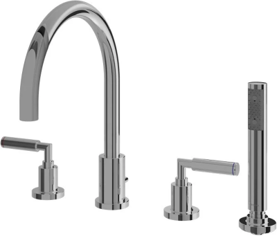 TX447SELN ก๊อกผสมสำหรับลงอ่างอาบน้ำ ชนิดติดเคาน์เตอร์ พร้อมชุดฝักบัวสายอ่อน (4 รูก๊อก)