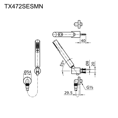 TX472SESMN#PFG ฝักบัวพร้อมสาย 2 ฟังก์ชัน รวมข้อต่อ รุ่น EGO II
