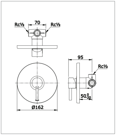 TX443SESN ก๊อกผสมสำหรับยืนอาบน้ำ ชนิดฝังผนัง