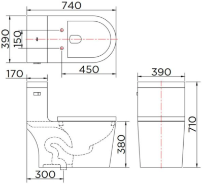 ECT-01-102-11 สุขภัณฑ์แบบชิ้นเดียว 6 ลิตร