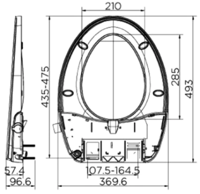 ECP-02-321-11 ฝารองนั่งอเนกประสงค์ทรงอีลองเกตแบบไม่ใช้ไฟฟ้า ปรับ 2 ฟังก์ชั่น พร้อมระบบ soft close