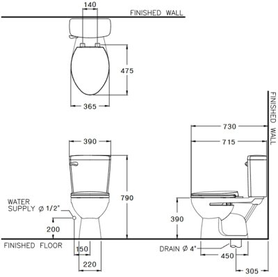 C13444 สุขภัณฑ์ แบบสองชิ้น 4.5 ลิตร รุ่น BOOM