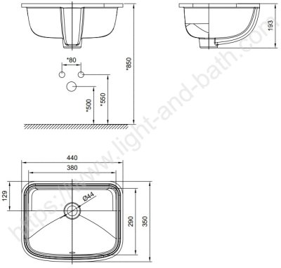 WP-6392-WT อ่างล้างหน้า แบบฝังใต้เคาน์เตอร์ รุ่น LOVEN