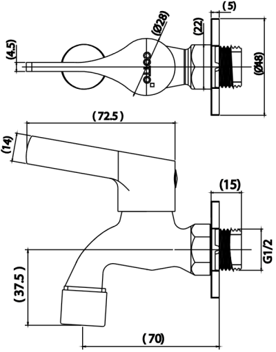 CTSE1004(HM) ก๊อกเดี่ยวติดผนังคอสั้น