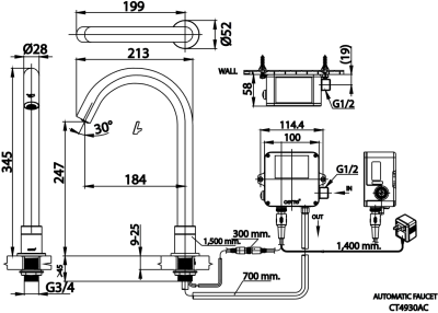 CT4930AC ก๊อกอ่างล้างหน้าอัตโนมัติทรงสูง(ใช้ไฟฟ้า)