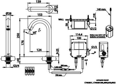 CT4928AC#GG ก๊อกอ่างล้างหน้าอัตโนมัติทรงสูง(ใช้ไฟฟ้า)