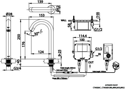 CT4928AC#BL ก๊อกอ่างล้างหน้าอัตโนมัติทรงสูง(ใช้ไฟฟ้า)
