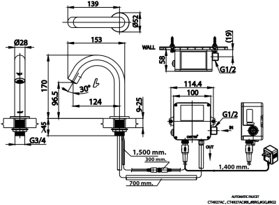 CT4927AC#BL ก๊อกอ่างล้างหน้าอัตโนมัติ(ใช้ไฟฟ้า)