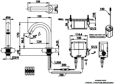 CT4927DC ก๊อกเดี่ยวอ่างล้างหน้าอัตโนมัติ(ใช้แบตเตอรี่)