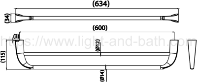 CT0344#RG2(HM) ราวแขวนผ้าคู่ 60 ซม.(สีโรสโกลด์) รุ่น PURUS