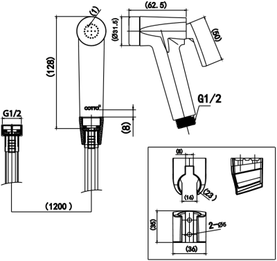 CTSE9001#WH(HM) ฝักบัวฉีดชำระ สีขาว
