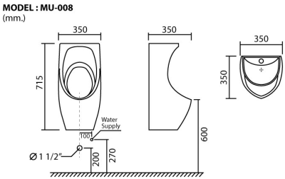 MU-008 โถปัสสาวะชายพร้อมอ่างล้างหน้า