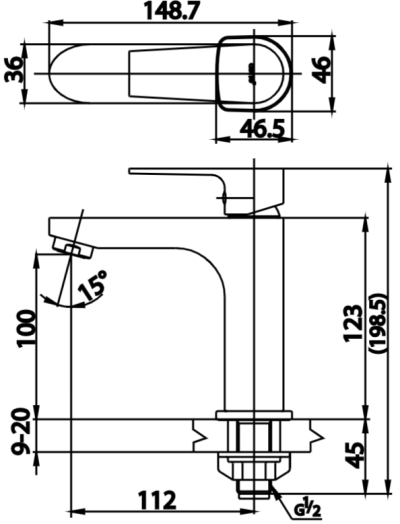 CT1160AN#BL(HM) ก๊อกเดี่ยวอ่างล้างหน้าแบบก้านโยก รุ่น LUKE