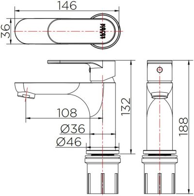 KF-58-620-50 ก๊อกผสมอ่างล้างหน้าแบบก้านโยก (ไม่มีป๊อบอัพ)