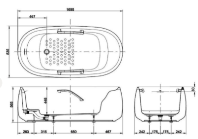 PJY1744NHPWE#MW อ่างอาบน้ำตั้งพื้น+มือจับ