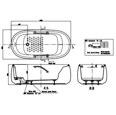 PJY1744WHPWE#MW อ่างอาบน้ำหินอ่อนสังเคราะห์