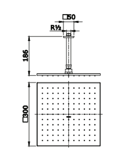TX491SI#PFG ฝักบัวก้านแข็ง (ชนิดแขวนเพดาน) 300 x 300 มม.