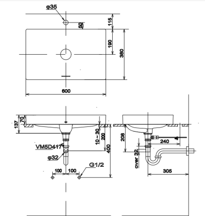 LW4716R#MBE อ่างล้างหน้า แบบวางบนเคาน์เตอร์
