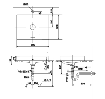 LW4715R#MBE อ่างล้างหน้า แบบวางบนเคาน์เตอร์