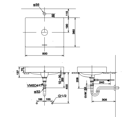 LW4715R#MGR อ่างล้างหน้า แบบวางบนเคาน์เตอร์