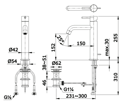 TX116LESV4DN#BN ก๊อกผสมอ่างล้างหน้าแบบก้านโยก ทรง Semi-tall พร้อมสะดือป๊อปอัพ รุ่น EGO II