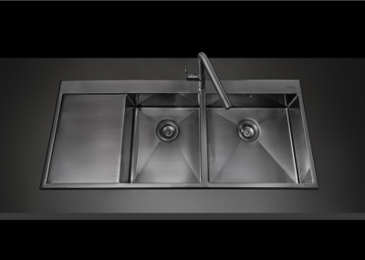 SCS1202GM อ่างล้างจาน 2 หลุม 1 ที่พัก