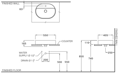 C00361 MWH อ่างล้างหน้า แบบวางบนเคาน์เตอร์ รุ่น SENSATION CAPSULE (สีขาวด้าน)