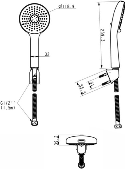 A-6018-CH-A ชุดฝักบัวสายอ่อน 3 ฟังก์ชั่น รุ่น RAINSWITCH POWWER JET